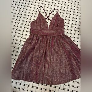 Lulu's Burgundy Shimmer Formal Dress